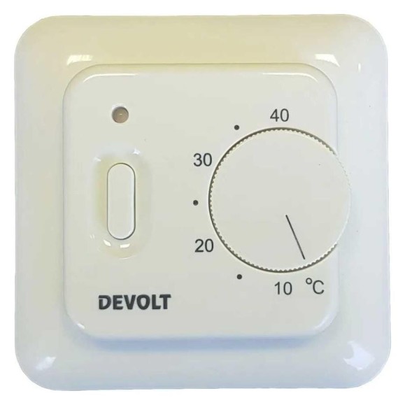Терморегулятор Devolt TR-16m, 3.6 кВт, 16 А, бежевый DEVOLTTR16MB Терморегулятор Devolt TR-16m, 3.6 кВт, 16 А, бежевый DEVOLTTR16MB