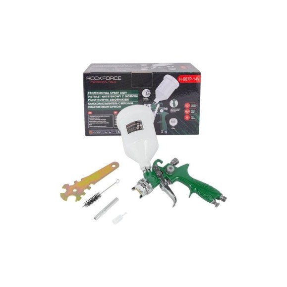 Краскораспылитель с верхним пластиковым бачком Rockforce RF-H-887P-14V(52252) Краскораспылитель с верхним пластиковым бачком Rockforce RF-H-887P-14V(52252)
