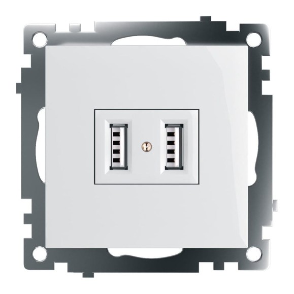 2-местная розетка USB STEKKER (механизм), GLS10-7115-01, 250B, 2,4А, серия Катрин, белый 39686