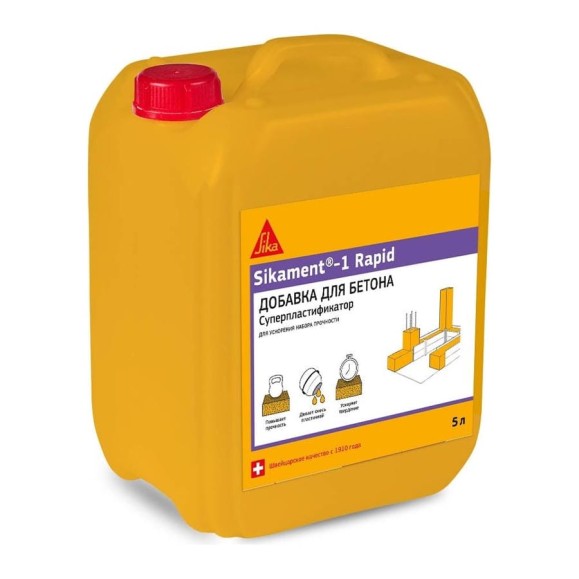 Ускоритель твердения для всех видов бетонных работ Sika ment-1 Rapid, 5 л 524044 Ускоритель твердения для всех видов бетонных работ Sika ment-1 Rapid, 5 л 524044