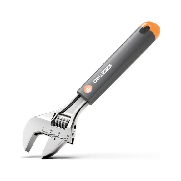 Разводной ключ DELI Home Series Gray HT1508c 200 мм, Soft Touch рукоять, лазерная гравировка шкалы, эксклюзивный дизайн, подарочная упаковка 112881