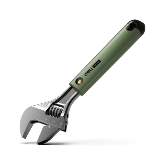 Разводной ключ DELI Home Series Green HT1508L 200 мм, Soft Touch рукоять, лазерная гравировка шкалы, эксклюзивный дизайн, подарочная упаковка 112880