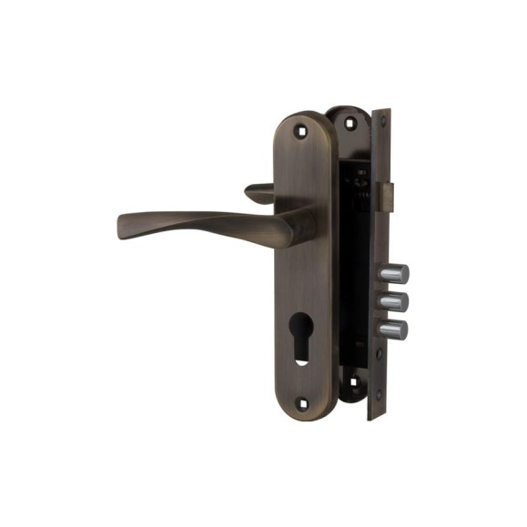 Цилиндровый замок с в комплекте с ручкой FUARO LOCKSET.1511W/B AB бронза 27015