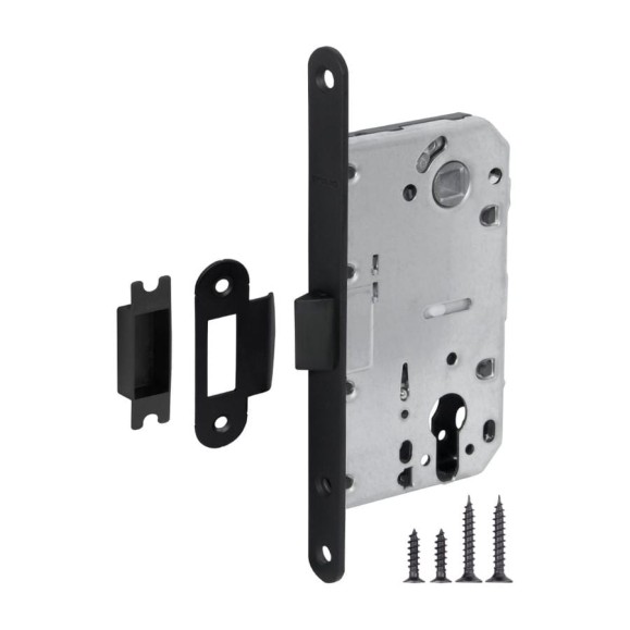 Корпус врезного замка c защёлкой FUARO PLASTP85C-50 (P85C-50) BL черный 41763