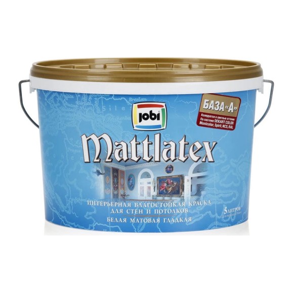 Краска интерьерная влагостойкая JOBI MATTLATEX 5 л 11819