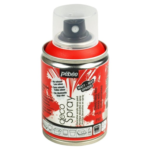 Краска PEBEO decoSpray на водной основе, аэрозоль, 100 мл, красный рождественский 530569