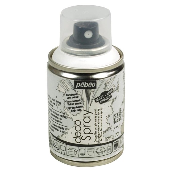 Краска PEBEO decoSpray на водной основе, аэрозоль, 100 мл, белый 533384