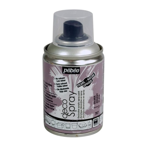 Краска PEBEO decoSpray на водной основе, аэрозоль, 100 мл, под серебро 533388