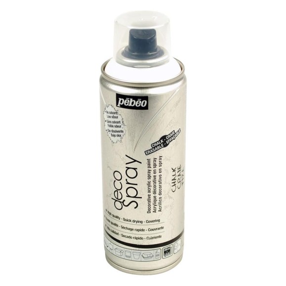 Краска PEBEO decoSpray меловая, смываемая, на водной основе, аэрозоль, 200 мл, белый 531807