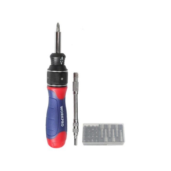 Отвертка WORKPRO 2X DRIVE с трещоткой, 29 предметов WP221052 Отвертка WORKPRO 2X DRIVE с трещоткой, 29 предметов WP221052