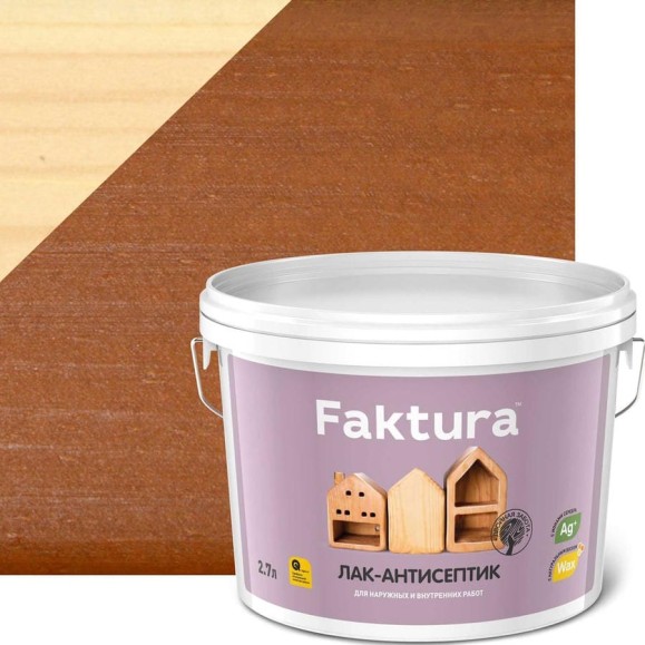 Лак-антисептик FAKTURA тик, ведро 2,7 л О02536 Лак-антисептик FAKTURA тик, ведро 2,7 л О02536