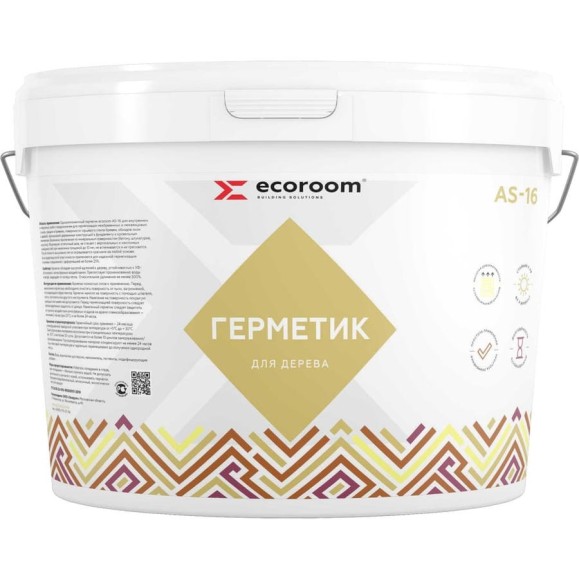 Герметик акриловый ECOROOM AS-16 для дерева, белый, 3 кг 225-1-3/бел