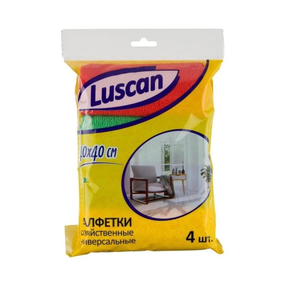 Хозяйственные салфетки Luscan микрофибра 40x40 см 220 гкв.м 4 штуки в упаковке 1604401