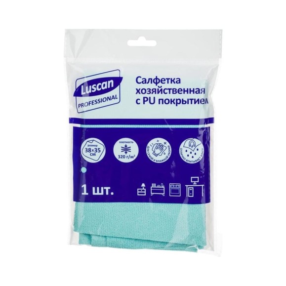 Салфетка хозяйственная Luscan PROFESSIONAL Luscan Professional микрофиб PU покр 320г/м2 38х35см 1604416