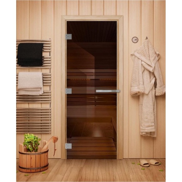 Дверь для бани DoorWood эталон бронза, 2000x800 мм, левая, петли слева DW-00014816