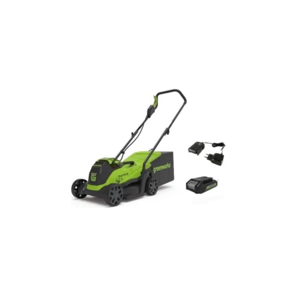 Газонокосилка аккумуляторная GreenWorks GD24LM33, 24V, 33 см, бесщеточная, с 1хАКБ 4Ач и ЗУ 2516107UB