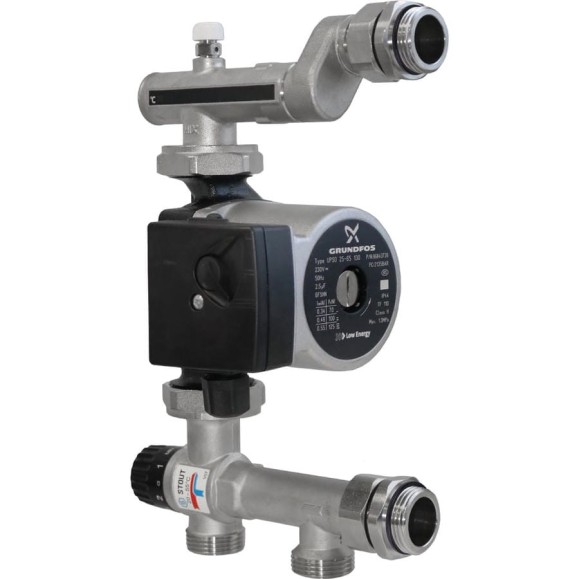 Насосно-смесительный узел с термостатическим клапаном STOUT Sdg-0120-005011 20-55c, с насосом upso 25-65, 130 mm RG0090KIK22BS4
