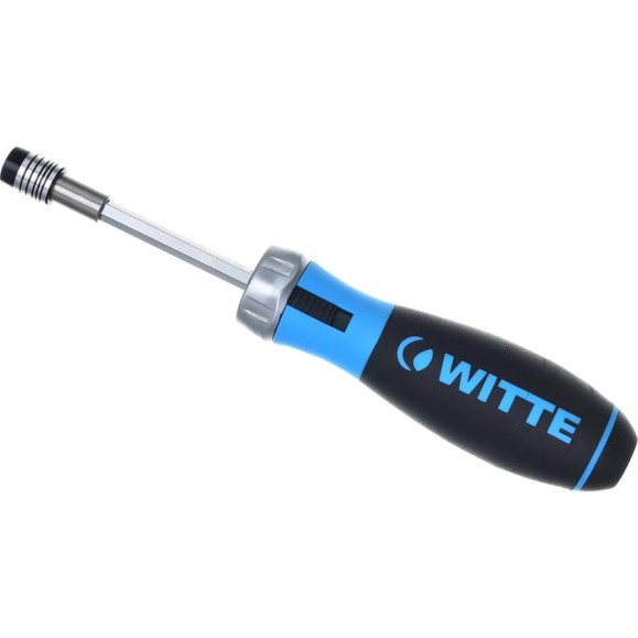 Реверсивная отвертка WITTE PRO BITDRIVE Ratchet с трещоткой и набором бит в рукоятке 468021000