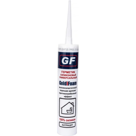 Силиконовый универсальный герметик GoldiFoam GF антрацит RAL 7016, 260 мл 20009