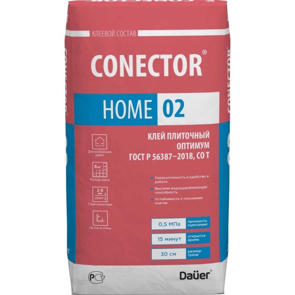 Плиточный клей Dauer оптимум conector home 02 25 кг 31812
