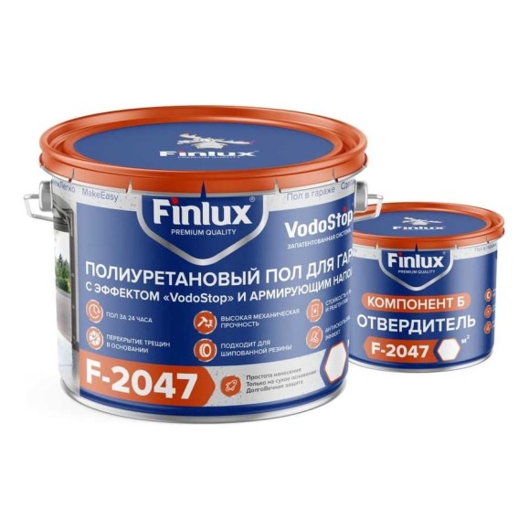 Наливной полиуретановый пол для гаража Finlux F-2047 идеальный, красивый, темно-серый, 20 кв.м. 4603783207299