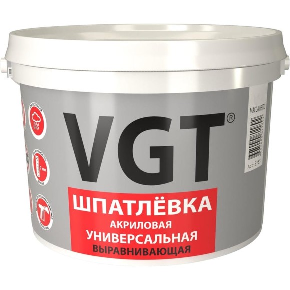Акриловая универсальная шпаклевка 1 кг для наружных и внутренних работ VGT 52963