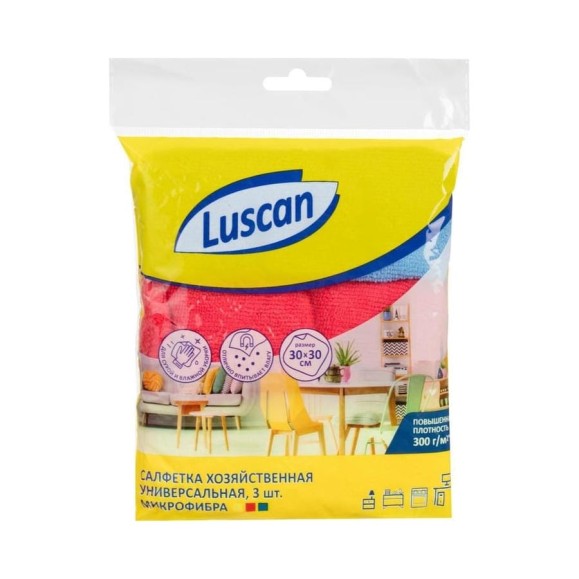 Салфетки Luscan Economy микрофибра, 30x30 см, 3 шт 957397 Салфетки Luscan Economy микрофибра, 30x30 см, 3 шт 957397
