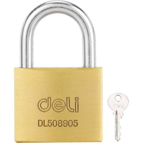 Навесной латунный замок DELI 40 мм dl508905 (автомат, 3 ключа, закаленная дужка) 118497 Навесной латунный замок DELI 40 мм dl508905 (автомат, 3 ключа, закаленная дужка) 118497