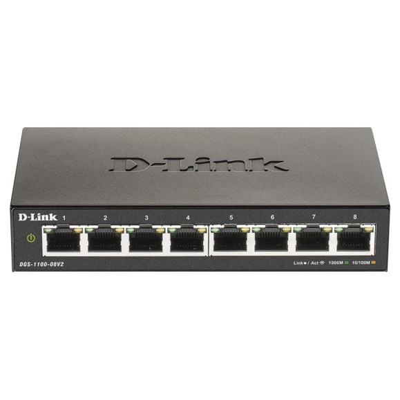 Настраиваемый l2 коммутатор d-link с 8 портами 10/100/1000base-t DGS-1100-08V2/A1A