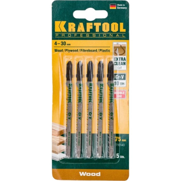 Пилки Kraftool для электролобзика по дереву 75x2.5 мм фигурный рез 5 шт. EU 159514-2.5-S5