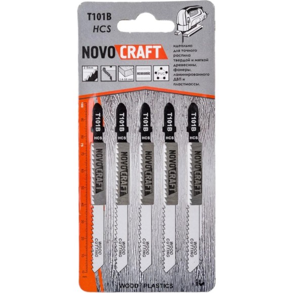 Пилка по дереву T 101 B (5 шт; 75х100 мм; 10TPI; HCS) для лобзика Novocraft T101BHCS