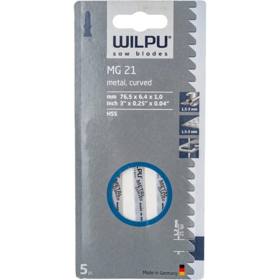 Пилка по металлу MG 21 5 шт. WILPU 256000005