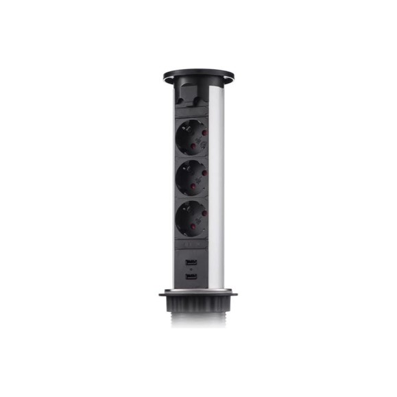 Блок розеток Mebax 105J 3 секции Серебро Автоматический d=60мм 2 USB 00-00000822
