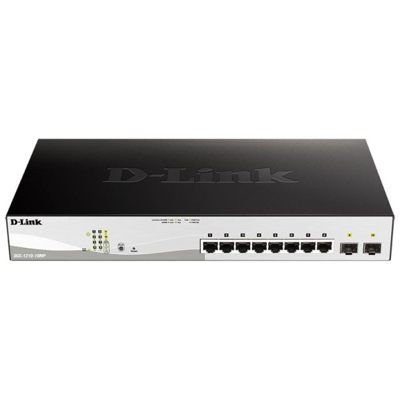 Proj настраиваемый l2 коммутатор d-link с 8 портами 10/100/1000base-t и 2 портами 1000base-x sfp (8 портов poe 802.3af/at DGS-1210-10MP/F1A