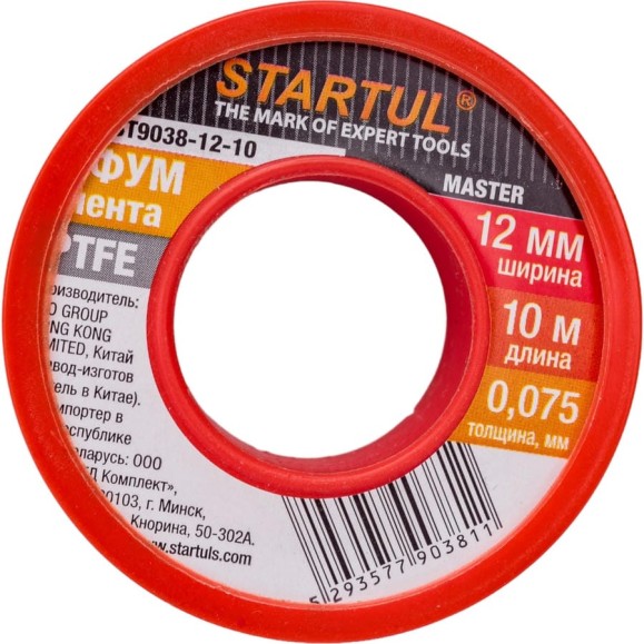 Фум-лента STARTUL PTFE Master 12 мм х 10 м ST9038-12-10 Фум-лента STARTUL PTFE Master 12 мм х 10 м ST9038-12-10