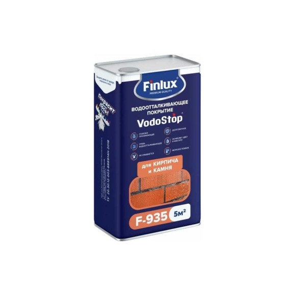 Водоотталкивающее покрытие-гидрофобизатор для кирпича и камня Finlux F-935 VodoStop 5 кв.м. 4603783203345