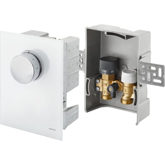 Набор терморегулятора Unibox T-RTL, 7-28 С, 10-40 C, крышка белое стекло OVENTROP 1022770