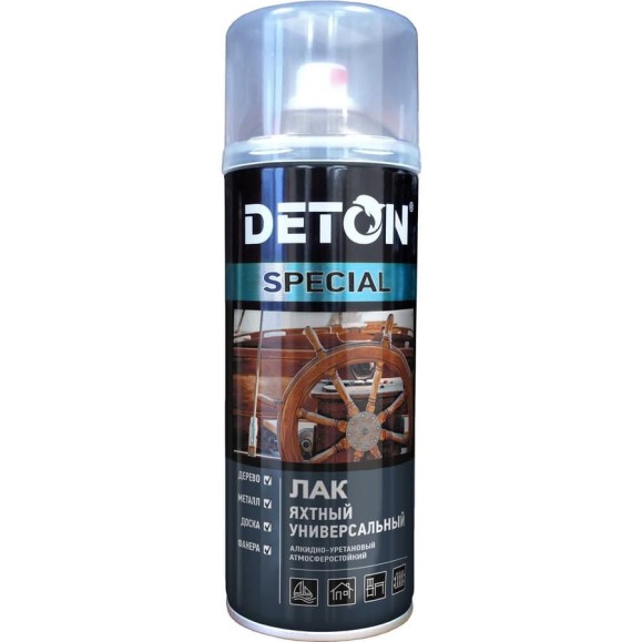 Лак яхтный универсальный Deton SPECIAL шелковисто-матовый, аэрозоль 520 мл DTN-A07305 Лак яхтный универсальный Deton SPECIAL шелковисто-матовый, аэрозоль 520 мл DTN-A07305