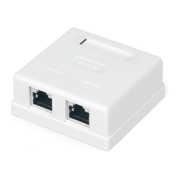 Двойная экранированная компьютерная розетка WRline WR-WS-8P8C-C5E-SH-2 RJ-45, категория 5e внешняя, Dual IDC, цвет белый 505218