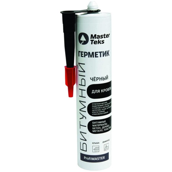 Битумный герметик для кровли MASTERTEKS profimaster, 260 мл, черный 236356