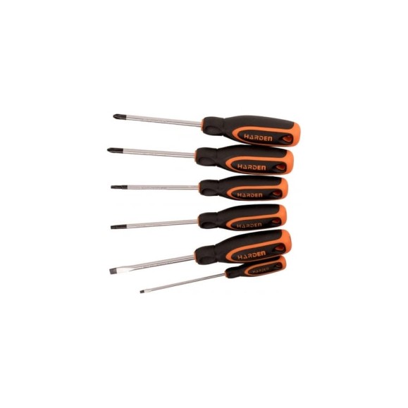 Набор из 6-х отверток Harden серии джет CRV, SL3, SL6, T20, T25, PH2, PZ2 550346