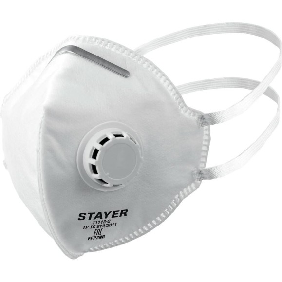 Плоская фильтрующая полумаска STAYER FV-95 FFP2 с клапаном 11113-2_z01