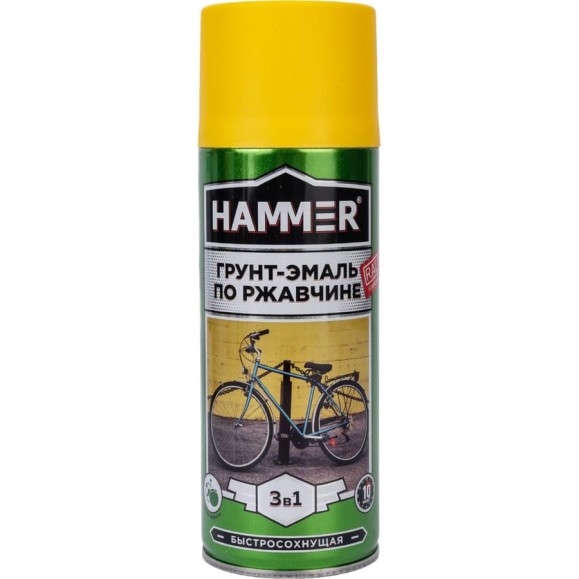 Грунт-эмаль по ржавчине HAMMER 3в1 аэроз. б/с п/мат RAL 1018 цинк.-желтый 520 мл ЭК000135104