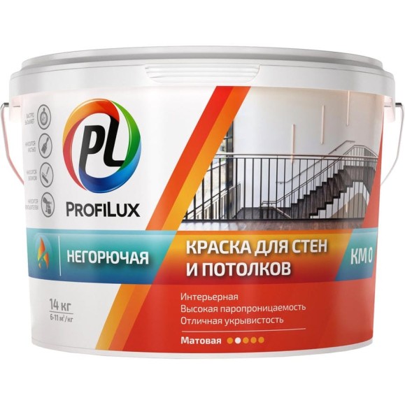 Водно-дисперсионная краска для стен и потолков Profilux (негорючая; 14 кг) МП00-007312 Водно-дисперсионная краска для стен и потолков Profilux (негорючая; 14 кг) МП00-007312