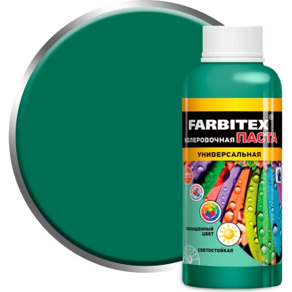 Колеровочная универсальная паста FARBITEX зеленый, 0.1 л 4100003342 Колеровочная универсальная паста FARBITEX зеленый, 0.1 л 4100003342