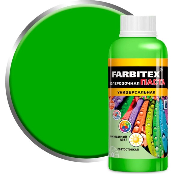 Колеровочная универсальная паста FARBITEX лайм, 0.1 л 4100003327 Колеровочная универсальная паста FARBITEX лайм, 0.1 л 4100003327
