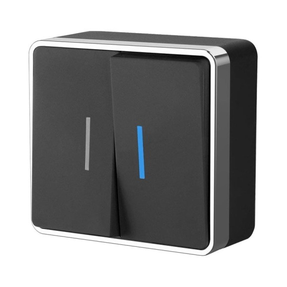 Выключатель WERKEL W5020135 двухклавишный с подсветкой Gallant черный хром a050975