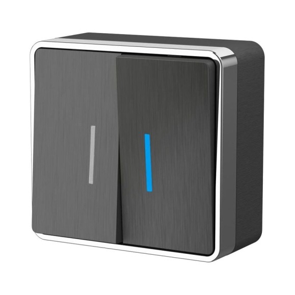 Выключатель WERKEL W5020104 двухклавишный с подсветкой Gallant графит рифленый a051340