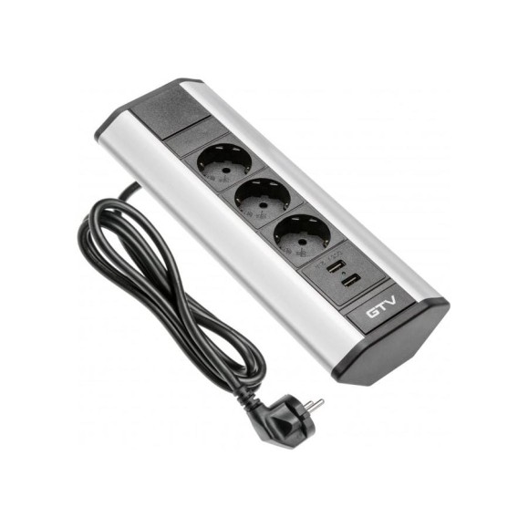 Накладной прямоугольный угловой удлинитель GTV 3xschuko, 2xusb/5v, вилка провод 1,5м, серебро AE-PBKT3S2U-80 Накладной прямоугольный угловой удлинитель GTV 3xschuko, 2xusb/5v, вилка провод 1,5м, серебро AE-PBKT3S2U-80