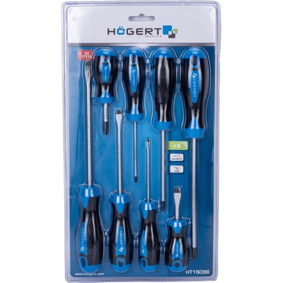 Набор отверток HOEGERT TECHNIK 8 шт, сталь S2 HT1S096 Набор отверток HOEGERT TECHNIK 8 шт, сталь S2 HT1S096